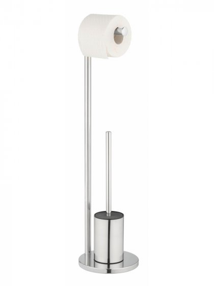 Stand WC-Garnitur Mod. Ferla, Edelstahl glänzend, mit WC-Papierrollenhalter und WC-Bürste 