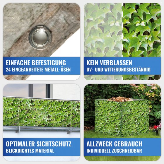 Balkon-Sichtschutz WILDER WEIN, UV- und witterungsbeständig 