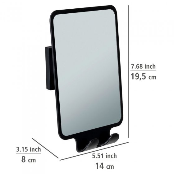 Vacuum-Loc® Antibeschlagspiegel Mod. Quadro Schwarz, Befestigen ohne Bohren 