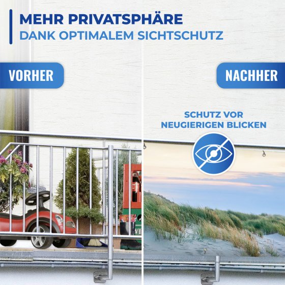 Balkon-Sichtschutz NORDSEEKÜSTE, mit glasfaserverstärkter Folie 