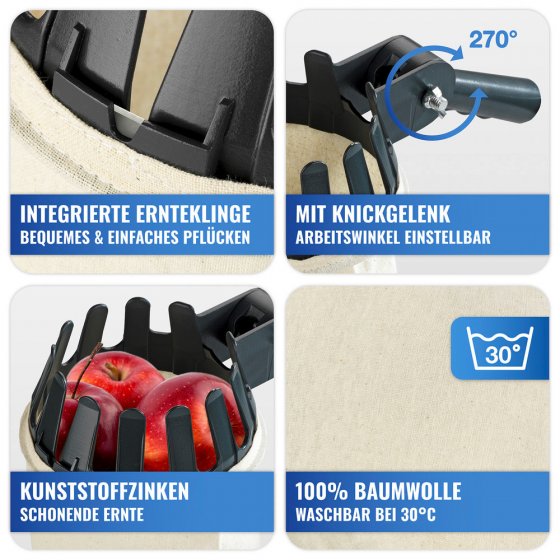 Obstsammler XL mit Teleskopstiel, 270º-Knickgelenk 