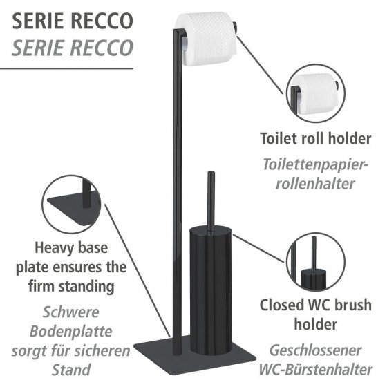 Stand WC-Garnitur Mod. Recco Schwarz, aus lackiertem Stahl 