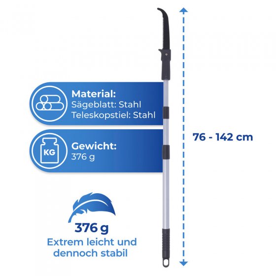 Astsäge und Teleskopstiel, bis zu 342 cm Arbeitshöhe 