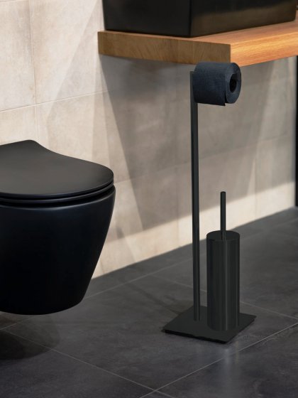Stand WC-Garnitur Mod. Recco Schwarz, aus lackiertem Stahl 