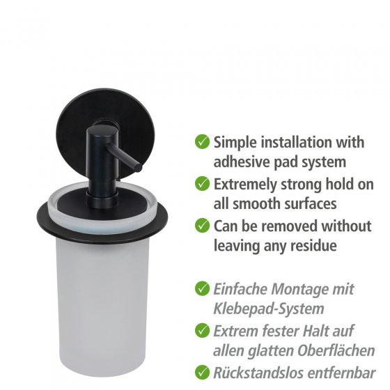 Turbo-Loc® Seifenspender Mod. Bivio Black matt, aus satiniertem Glas 