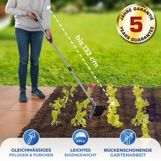 Gartenpflug mit Teleskopstiel, rückenschonend 