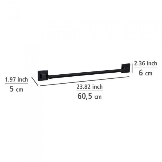 Vacuum-Loc® Badetuchstange Mod. Quadro Schwarz, Befestigen ohne Bohren 