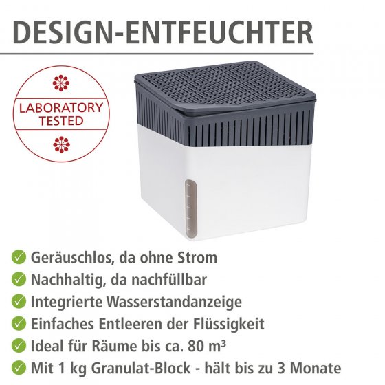 Raumentfeuchter Mod. Cube Weiß 2 x 1000 g, für Räume bis ca. 80 m³