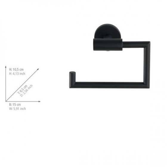 Toilettenpapierhalter Mod. Bosio Edelstahl Black matt ohne Deckel, rostfrei 