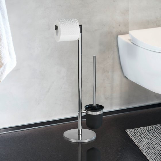 Stand WC-Garnitur Mod. Parus Edelstahl glänzend, 2in1 Kombination aus glänzendem Edelstahl 