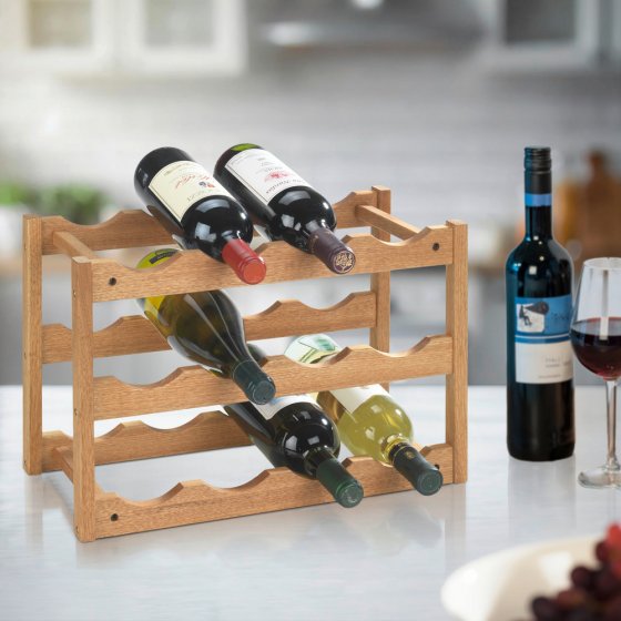 Weinregal Mod. Norway aus Walnussholz, für 12 Flaschen, massiv