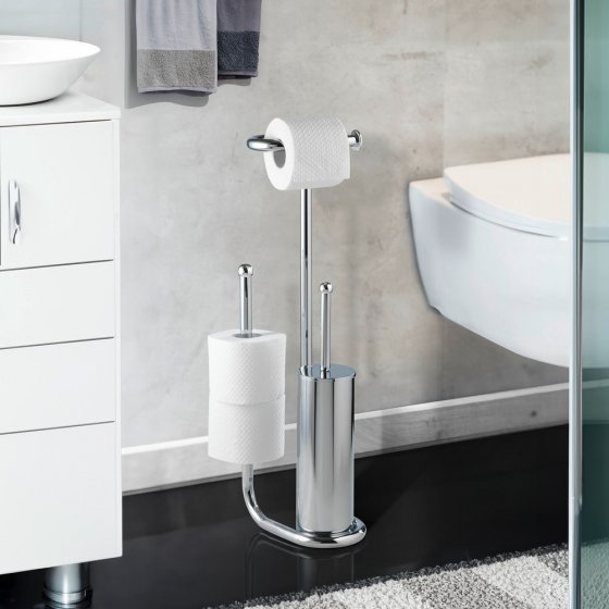 Stand WC-Garnitur Universalo Chrom, integrierter Toilettenpapierhalter und WC-Bürstenhalter