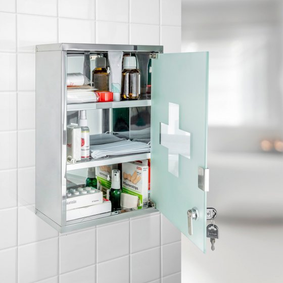 Medikamentenschrank Edelstahl 30 x 40 cm, glänzend