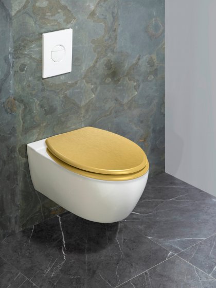 WC-Sitz Mod. Aldeno Gold matt, aus MDF 