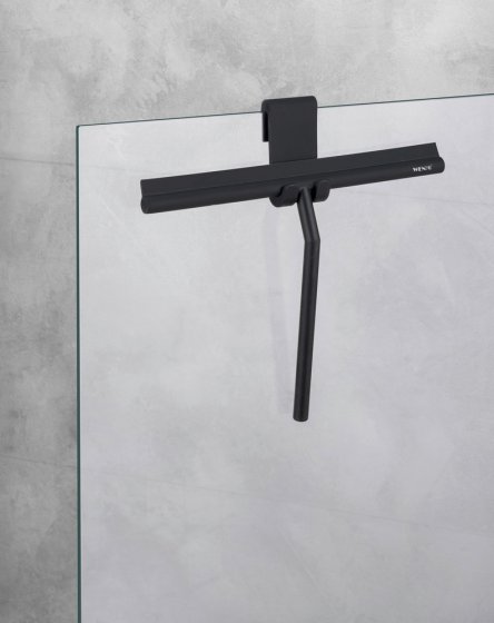 Badezimmerwischer Mod. Mola Silikon XXL Schwarz, extra breite Wischfläche
