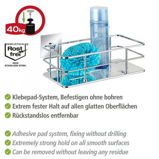 Turbo-Loc® Edelstahl Wandablage Quadro, rostfrei, Befestigen ohne bohren 