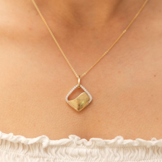 Halskette 585 Gold glanz/matt mit Zirkonia weiß 