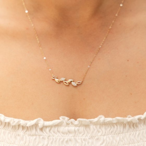 Halskette 375 Gold mit 6x Zirkonia weiß 