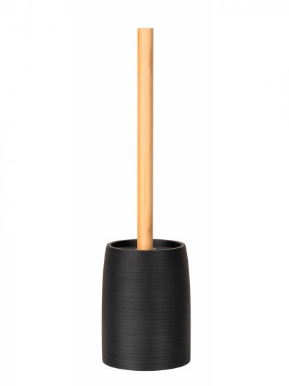 WC-Garnitur Mod. Altavalle, schwarz, polyresin, bambus, Ø10,5x38,5 cm, mit natürlichem Bambusgriff 