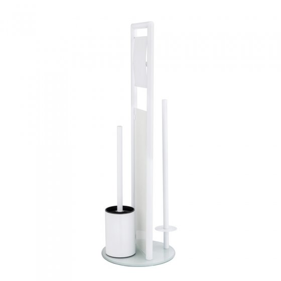 Stand WC-Garnitur Mod. Ravina Weiß, 3-in-1 Funktion mit Ersatzrollenhalter 