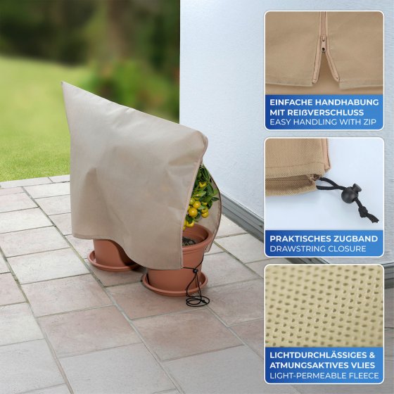 Pflanzenschutz-Vlies 80x60cm, beige, 3er Pack, Kunststoff, schützt vor Kälte und Wind 