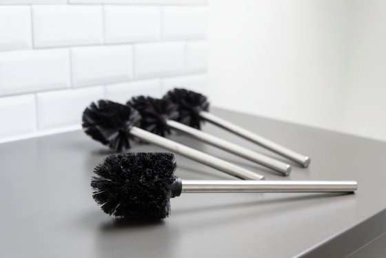 Toilettenbürste mit Edelstahlstiel, 4er Set, WC-Ersatzbürste, 4er Set, Ø 8 cm 