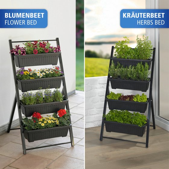 Vertikales Hochbeet, 4 Etagen, wetterbeständiger Kunststoff 