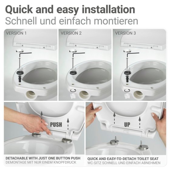WC-Sitz Mod. Corbara, mehrfarbig, Thermoplast, 36.5x45 cm, mit Easy-Close Absenkautomatik 