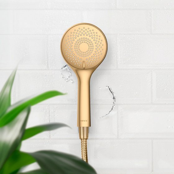 Duschkopf Gold matt, Universal-Handbrause, Ø 11 cm, 3 Strahlarten 