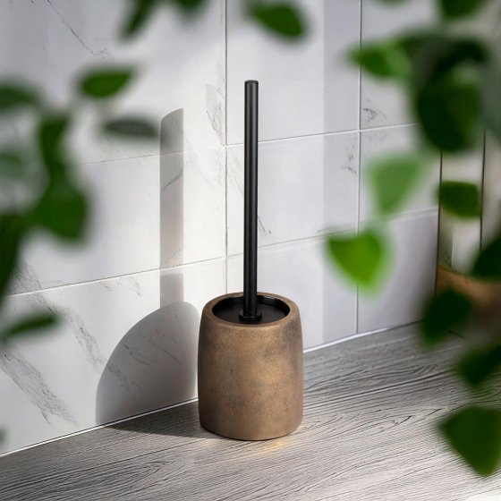 WC-Garnitur Mod. Tremea, bronze, keramik, schwarz, Ø11.5x37.5 cm, inklusive Edelstahl-Bürstenhalter 