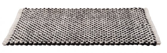 Badteppich Mod. Covelo, weiß-anthrazit, Polyester/Baumwolle, 50x80 cm, rutschhemmend beschichtet, schnelltrocknend 