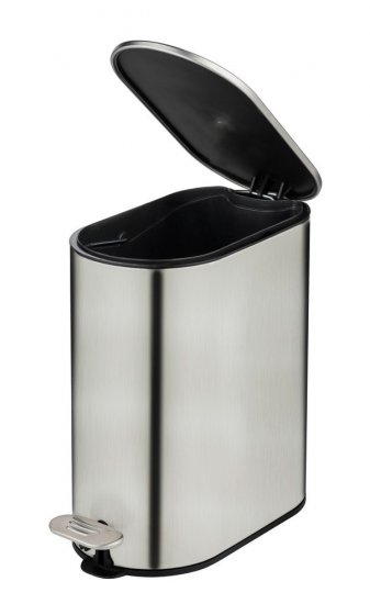 Kosmetikeimer Mod. Collungo 5L, satiniert, edelstahl, schwarz, freistehend, mit easy-close Absenkautomatik 