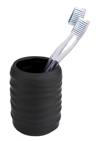 Bad-Accessoire Set Mod. Illana, schwarz, Keramik, Ø 8,5 x 17 cm, soft-touch beschichtung, freistehend 