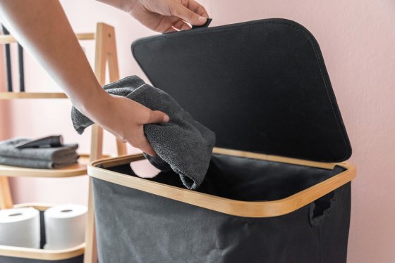 Wäschetruhe Uno Mod. Ecori, FSC®-zertifizierter Bambus, recyceltes Polyester 