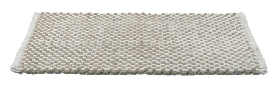 Badteppich Mod. Covelo, weiß-beige, Polyester, Baumwolle, 50x80 cm, rutschhemmend beschichtet, schnelltrocknend 