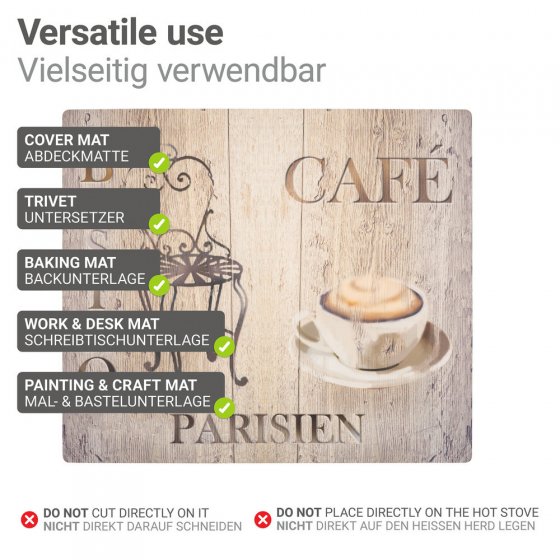 Abdeckmatte Mod. Bistro, mehrfarbig, PVC, 60x52 cm, hitzebeständig und rutschfest 