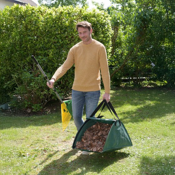 Laubsammler XL, grün/weiß, Kunststoff, Fiberglas, 50x35x75 cm, mit integrierter Kehrkante 