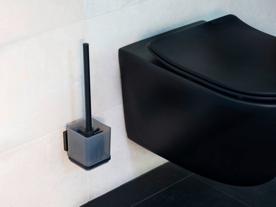 WC-Set Mod. Vacuum-Loc® Quadro, schwarz, Edelstahl/Kunststoff, 9,5x37x12,5 cm, ohne bohren montierbar 