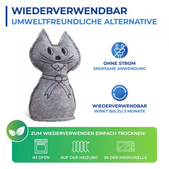 Raumentfeuchter Mod. Katze, 2er Set, schwerer Türstopper 