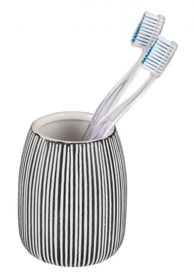 Seifenspender Set Mod. Pascoli, schwarz/weiß, Keramik, 0.5L, streifenmuster, modernes design 
