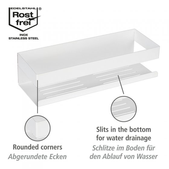 Turbo-Loc® Wandablage Mod. Genova White matt, Befestigen ohne Bohren mit Spezial-Klebepad 