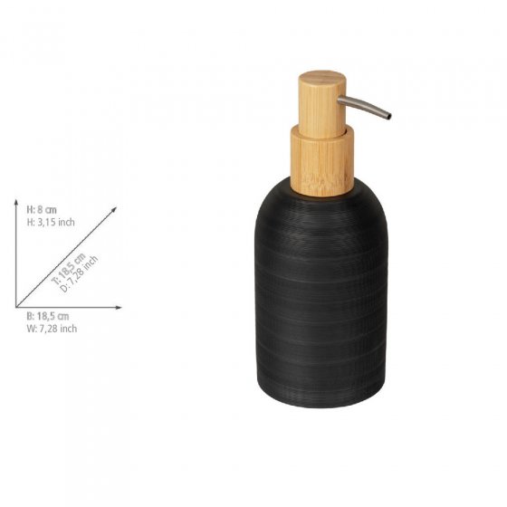 Bad-Accessoire Set Mod. Altavalle, schwarz, Polyresin, Bambus, Ø 18,5 x 8 cm, freistehend, inklusive Zahnputzbecher 