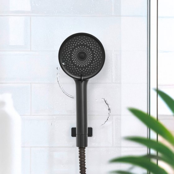 Duschkopf Mod. Softwater Ø12 cm, schwarz, ABS-Kunststoff, 3 Strahlarten, kalkfrei, wassersparend 