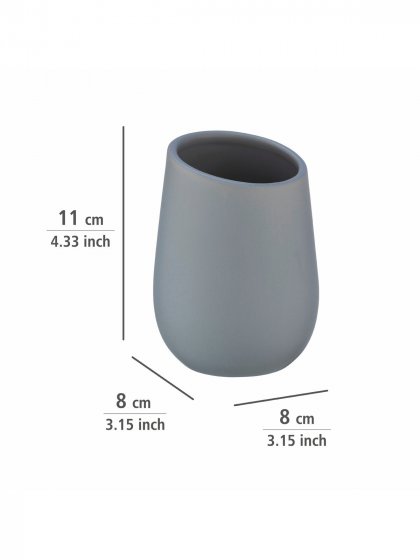 Waschtisch-Set Mod. Badi Grau, 2-tlg., 1 Zahnputzbecher, 1 Seifenspender 