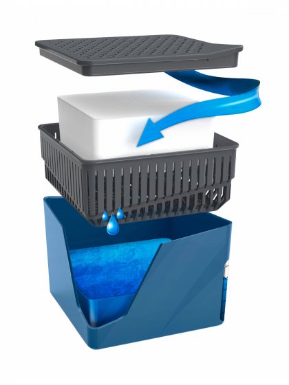 Raumentfeuchter Mod. Cube Blau 1000 g & Nachfüller, für Räume bis ca. 80 m³ 