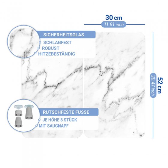 Herdabdeckplatte Universal Mod. Marmor, 2er Set, für alle Herdarten geeignet 