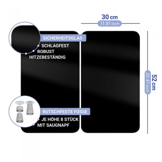 Herdabdeckplatte Universal Mod. Schwarz, 2er Set, für alle Herdarten geeignet 