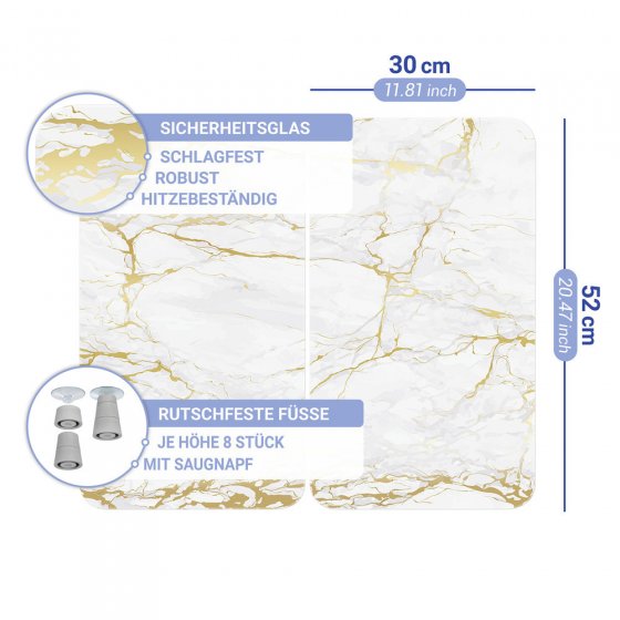 Herdabdeckplatte Universal Mod. Marmor Gold, 2er Set, für alle Herdarten geeignet 