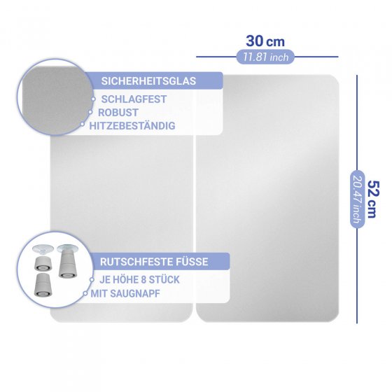 Herdabdeckplatte Universal Mod. Silber, 2er Set, für alle Herdarten geeignet 
