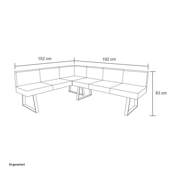 Eckbank 152 x 192 cm Vemal kurzer Schenkel links 